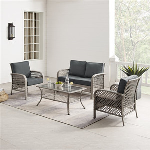 4 Piece Rattan Sofa Seating Group with Cushions 4 Piece Rattan Sofa Seating Group with Cushions