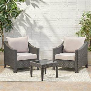 Amaru 3 Piece Rattan Conversation Set with Cushions Amaru 3 Piece Rattan Conversation Set with Cushions