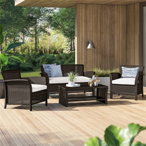 Blarwood 4 Piece Rattan Sofa Seating Group with Cushions Blarwood 4 Piece Rattan Sofa Seating Group with Cushions