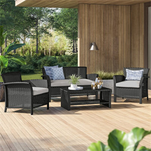 Blarwood 4 Piece Rattan Sofa Seating Group with Cushions Blarwood 4 Piece Rattan Sofa Seating Group with Cushions