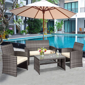 Brieah 4-Piece Rattan Sofa Seating Group with Cushions Brieah 4-Piece Rattan Sofa Seating Group with Cushions