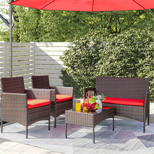 Donn 4 Piece Rattan Sofa Seating Group with Cushions Donn 4 Piece Rattan Sofa Seating Group with Cushions
