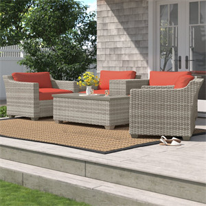 Falmouth 4 Piece Rattan Sectional Seating Group with Cushions Falmouth 4 Piece Rattan Sectional Seating Group with Cushions