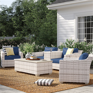 Falmouth 4 Piece Rattan Sectional Seating Group with Cushions Falmouth 4 Piece Rattan Sectional Seating Group with Cushions