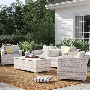 Falmouth 4 Piece Rattan Sectional Seating Group with Cushions Falmouth 4 Piece Rattan Sectional Seating Group with Cushions