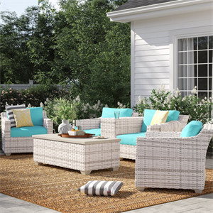 Falmouth 4 Piece Rattan Sectional Seating Group with Cushions Falmouth 4 Piece Rattan Sectional Seating Group with Cushions