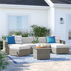 Falmouth 7 Piece Rattan Sectional Seating Group with Cushions Falmouth 7 Piece Rattan Sectional Seating Group with Cushions