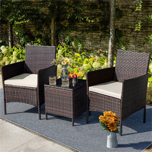 Jagger 3 Piece Rattan Seating Group with Cushions Jagger 3 Piece Rattan Seating Group with Cushions